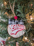 Retro Ohio with bow on one side- Wood Round