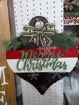 Merry Christmas Door Hanger (deer bow) Bulb by Antler Lane