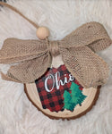 Wood Round Ornament- Ohio With trees