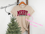 Short Sleeve Faux Glitter Merry Christmas!