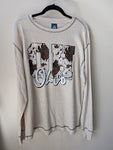 Size Large, Unisex, Long Sleeve Waffle Tan Cow Ohio