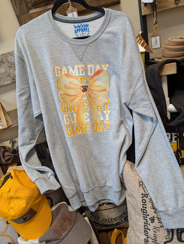 Size Large, Unisex Crewneck Sweatshirt, Game Day Repeat WJ bow in center