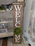 Welcome Floral Wreath Wooden Porch Sign