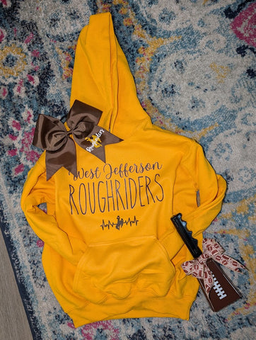 Youth Medium, Gold Hoodie, West Jefferson Roughriders