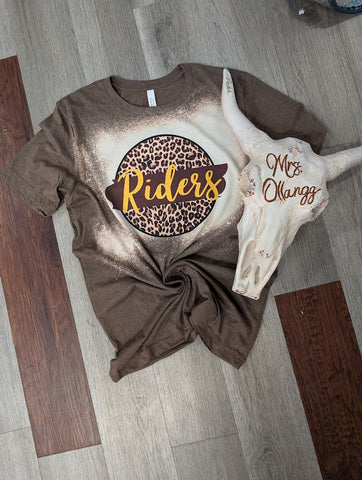 Size Large, UNISEX, Leopard print bleached Riders Tee
