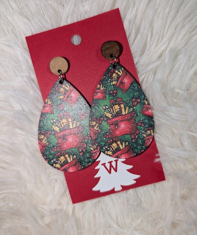 Santa Sack Wooden Earrings