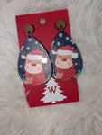 Rudolph with santa hat Wooden Earrings