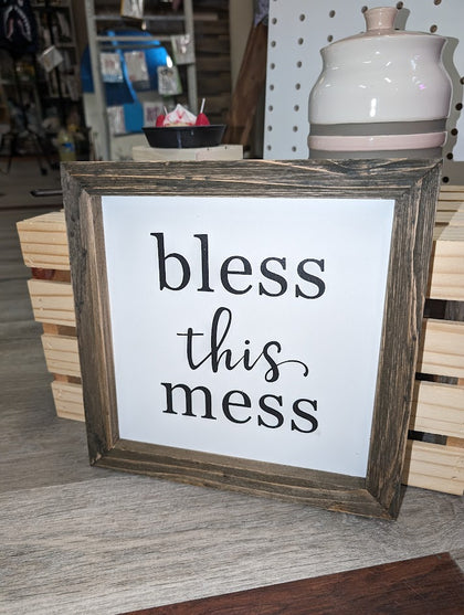 Bless This Mess, Wood Framed Home Decor Sign