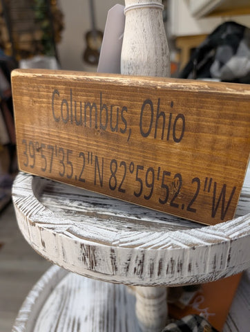 Columbus Ohio Coordinates Block (8-9 inches)