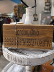 London Ohio Coordinates Block (8-9 inches)