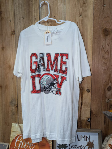 Size Youth Large, Unisex Short Sleeve, White Game Day- Ohio