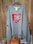 Youth Large, Grey Crewneck Sweatshirt, Tie dye OHIO go b on sleeve