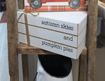 Autumn Skies and pumpkin pies book stack