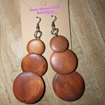 Boho Wooden Dangle Earrings- Three Circles