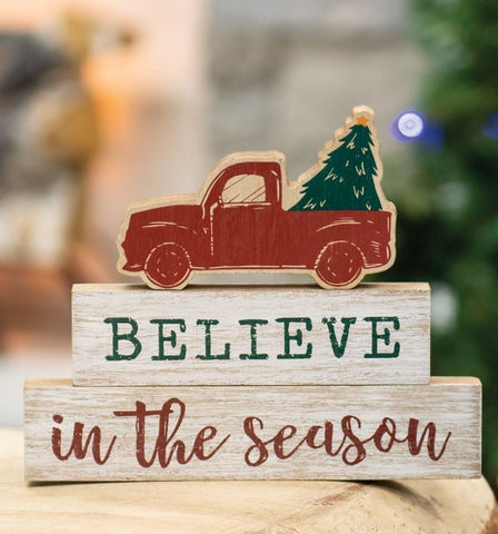 set of 3 believe in the season truck stackers