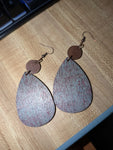 Teal Washed wood earrings