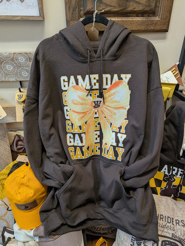 Size 2x, Unisex Hoodie, Game Day Repeat, WJ bow in center