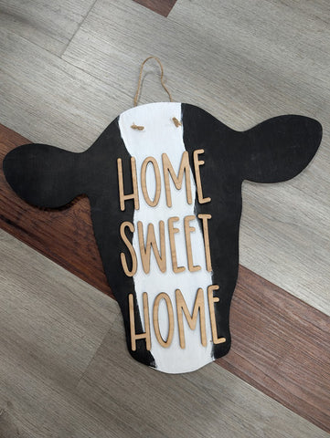 Home Sweet Home Cow Head Door Hanger- 16.5 inches tall/20 inches wide