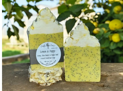 Lemon & Poppy - Hemp & Shea Butter Frosted Scrub Bar Soap