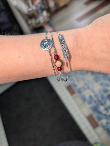 Stacked Bracelet with Buckeye nut resin Charm