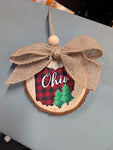 Wood Round Ornament- Ohio With trees