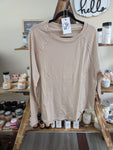 COTTON RAGLAN SLEEVE THUMBHOLE TOP in mocha!